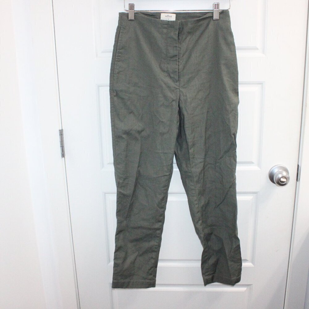 3/$30 Aritzia Wilfred Free Linen Blend Slim Crop Pants Size 4 Green